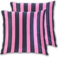 thumbnail image 1 of Pinkish Black Wide Stripes Throw Pillow Covers Pillowcases 18 x 18 Inch Home Decor 2 Packs for Bedroom Sofa, 1 of 6