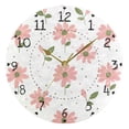 thumbnail image 1 of Pinkish Flowers Dots Leaves Round Wall Clock Silent Analog Battery Operated Gold Pointer Home Decor 9.84" Diameter, 1 of 11