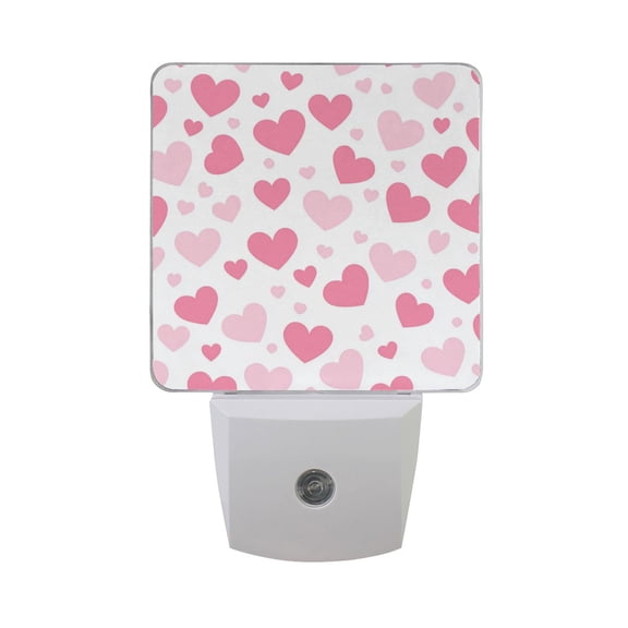 Pinkish Hearts Valentine Love LED Night Light with Smart Sensor Plug Into Wall Dusk to Dawn 2 packs