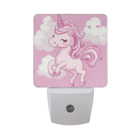 Pinkish Unicorns Clouds with Hearts LED Night Light with Smart Sensor Plug Into Wall Dusk to Dawn 2 packs