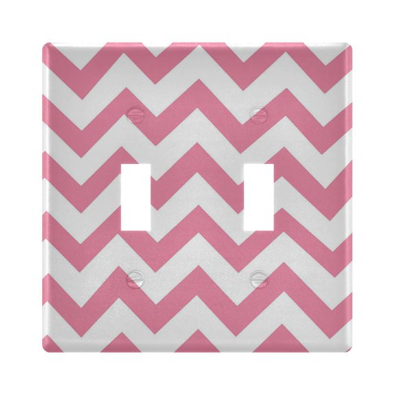 Pinkish V Lines Light Switch Cover Electrical Outlet Cover Replaceable Wall Plates 2-Gang