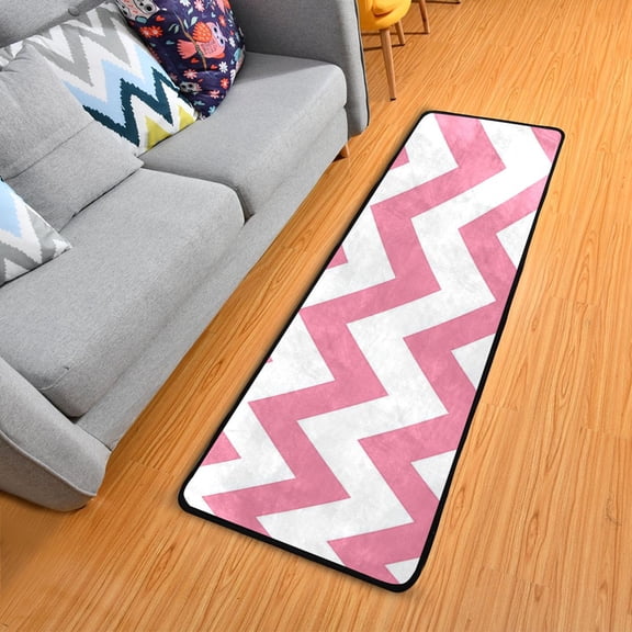 Pinkish V Lines Long Floor Mat Runner Rug Area Mat Noise Reduction Water Absorbent Non-Slip 72" x 24"
