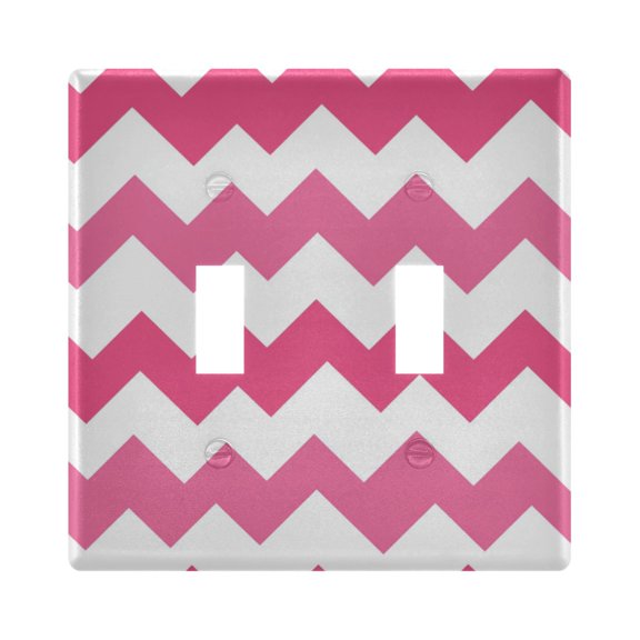 Pinkish V-shaped Lines Light Switch Cover Electrical Outlet Cover Replaceable Wall Plates 2-Gang