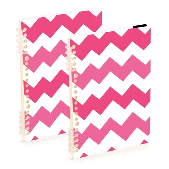 Pinkish V-shaped Lines Notebook Detachable Coil Notebook Diary Plan Book A5 Size 60 Pages 2 Pack