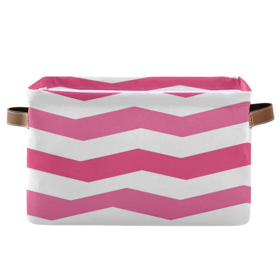 Pinkish V-shaped Lines Square Storage Bins with Handles Collapsible Containing Box 1 Pack
