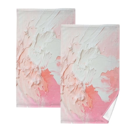 Pinkish-white ImpactTwo-piece Cotton Towel Set, Absorbent, Soft And Comfortable 16 x 28 in Rectangle, Printed on One Side, Versatile