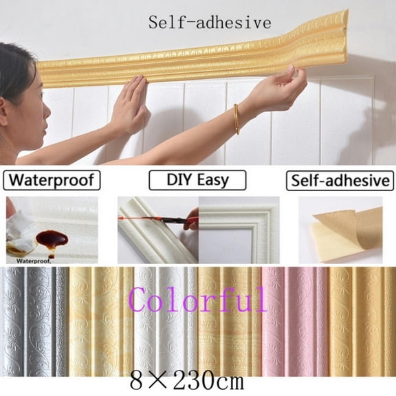 Pinkmall Roll Peel Stick Border Wall Decor Sticker Waterproof 3D Wall paper-Kitchen