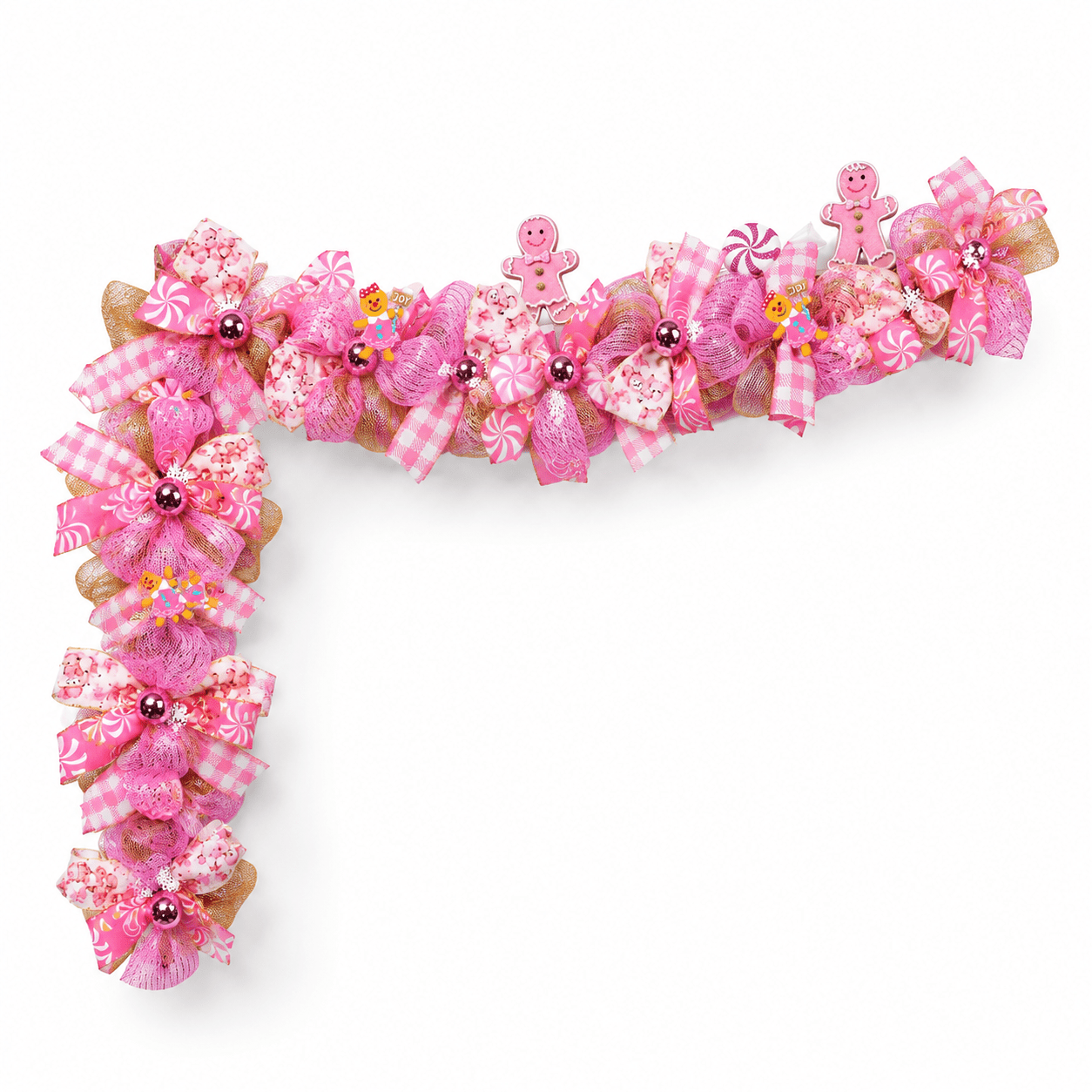 Pinkmas 6ft Garland with Gingerbread, Candy Details and Festive Ribbons ...