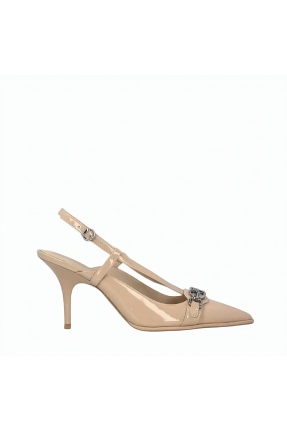 Beige Leather Pointed Pumps Neutrals (Women's)