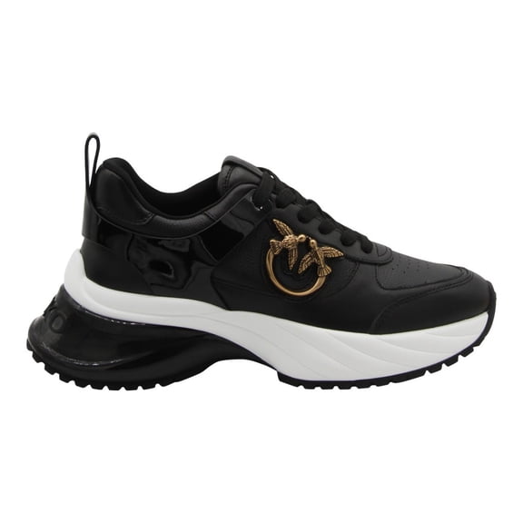 Pinko Black Sneakers With Glossy And Matte Textures Black (Women's)