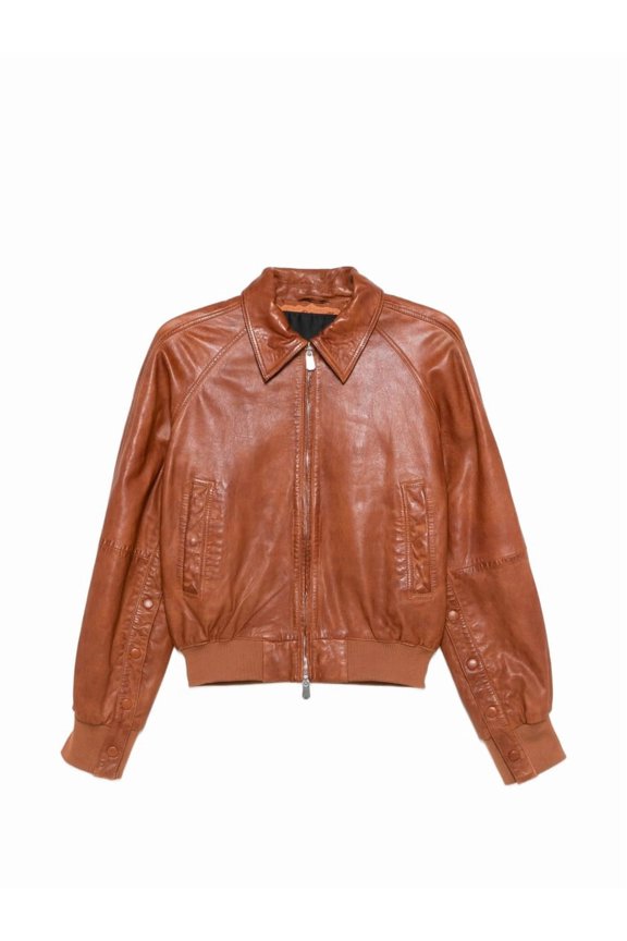 Brown Barbra Bomber Leather Jacket (Women's)