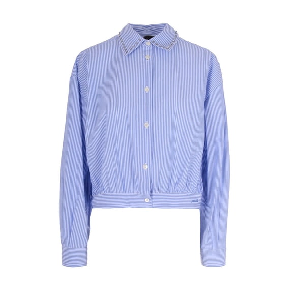 Pinko Cropped Lightweight Cotton Shirt With Vertical Stripes (Women's)