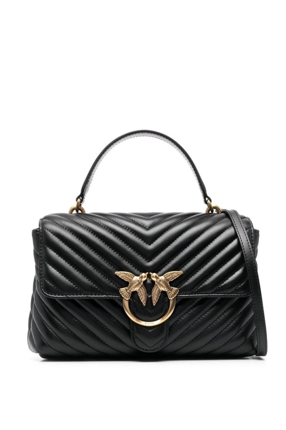 Women's Chevron Quilted Nappa Leather Handbag Black