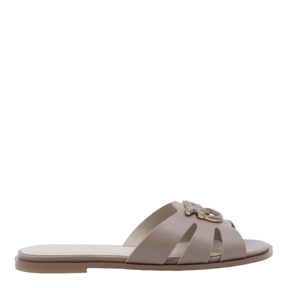 Pinko Slip-On Open-Toe Flats With Decorative Emblem Brown (Women's)