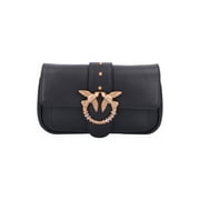 Pinko Women's Black Leather One Love Pocket Shoulder Bag Black