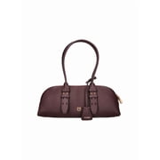 Pinko Womens Bordeaux Leather Horizontal Bowling Tote Bag Burgundy