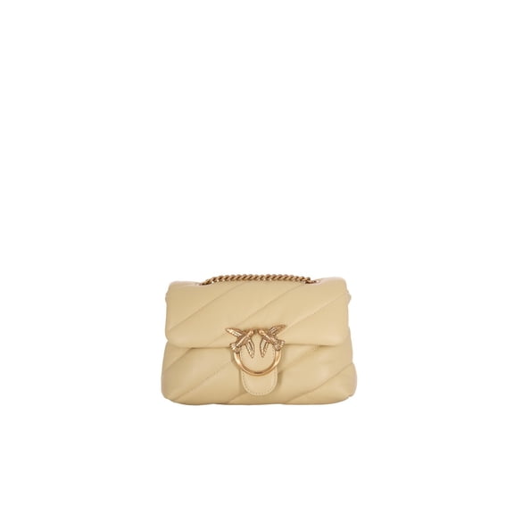 Pinko Women's Borsa Mini Love Bag Puff Maxi Quilt Giallo Vaniglia Antique Gold Neutrals