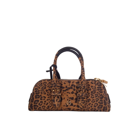 Pinko Women's Bowling-Style Escape Bag In Suede With Decorative Lock Brown