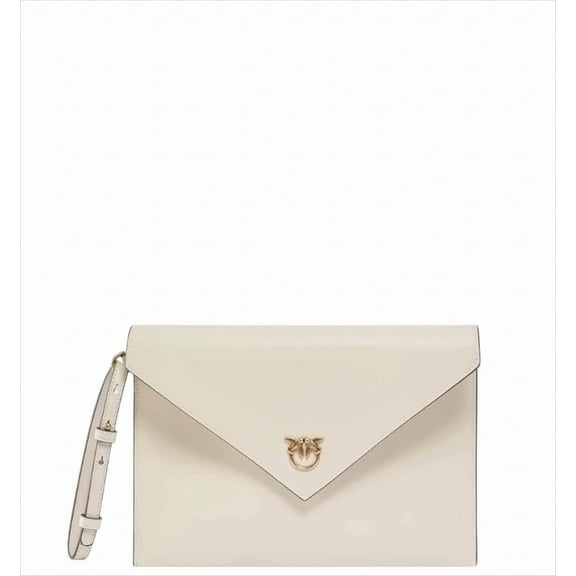 Pinko Women's Envelope Design White Leather Clutch White