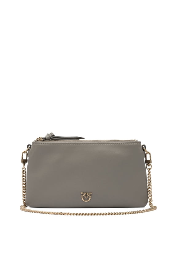 Women's Rectangular Crossbody Bag In Taupe-Grey Leather Grey