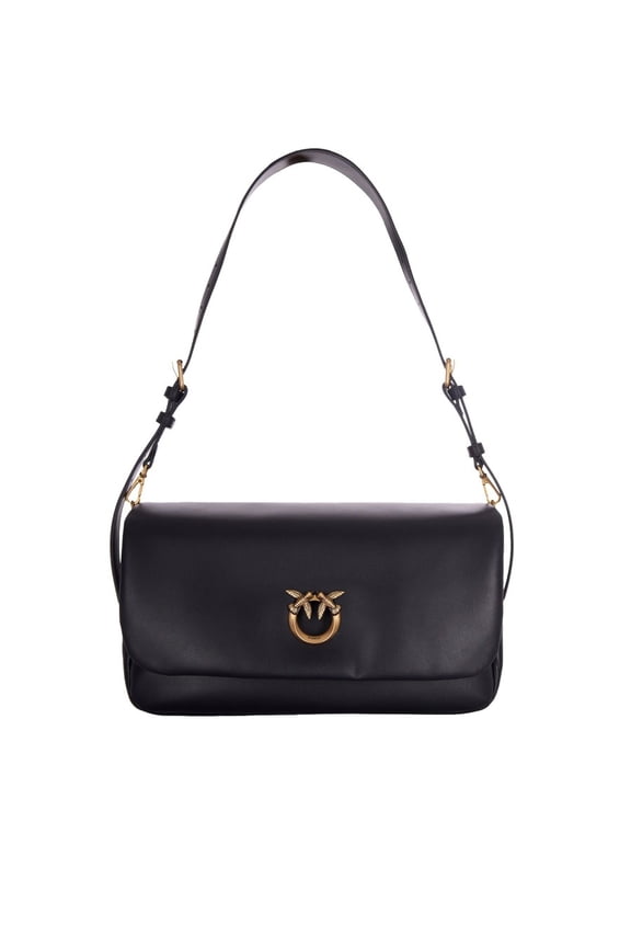 Women's Rectangular Soft Baguette With Bird Emblem Buckle Black