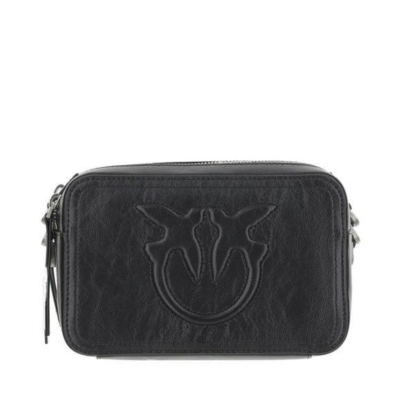 Women's Rectangular Camera Bag With Maxi Embossed Logo Black