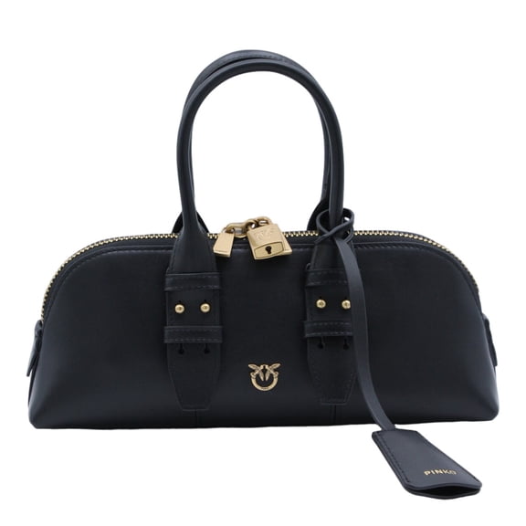 Pinko Women's Structured Black Handbag With Gold-Tone Accents Black