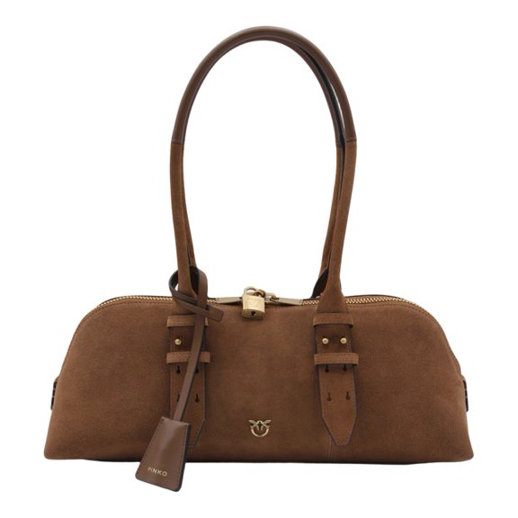 Pinko Women's Structured Handbag With Smooth Finish Brown