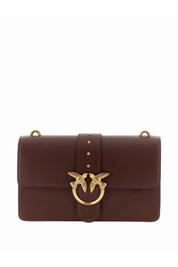 Women's Structured Rectangular Bag With Gold-Tone Bird Clasp Brown