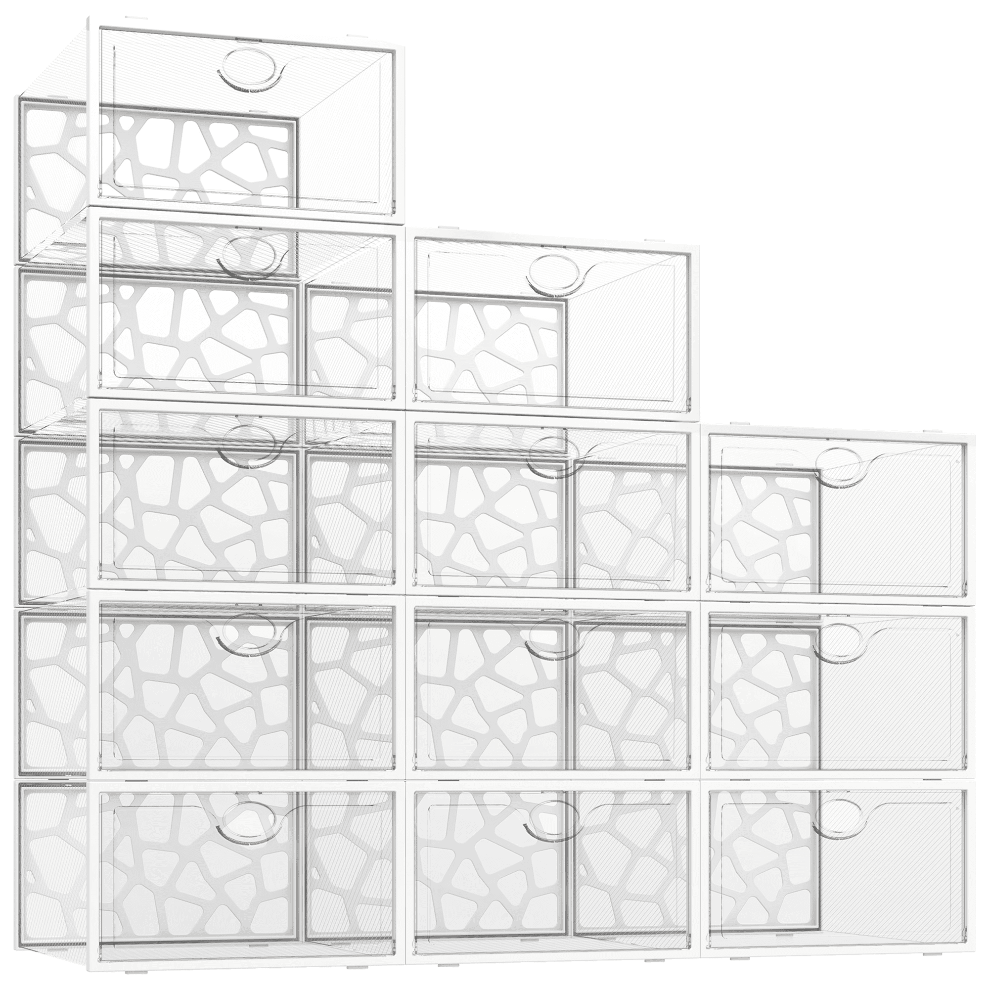 PINKPUM Large Shoe Boxes Clear Plastic Stackable, 12 Pack Shoe Storage