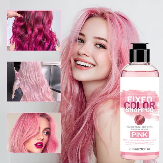 Pinks Color Fixing Shampoo Deep Cleaning Refreshing Oil Control Whitenings Shampoo 100ml