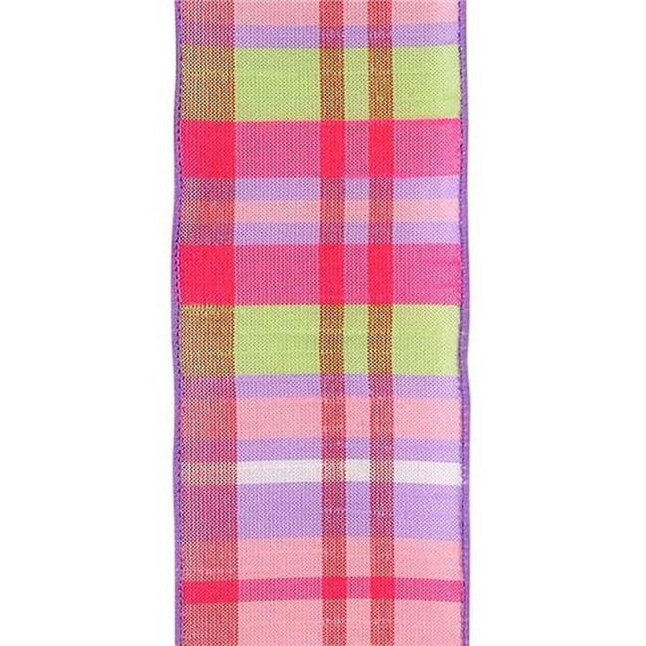Pinks, Purple & Green Plaid Wired Ribbon