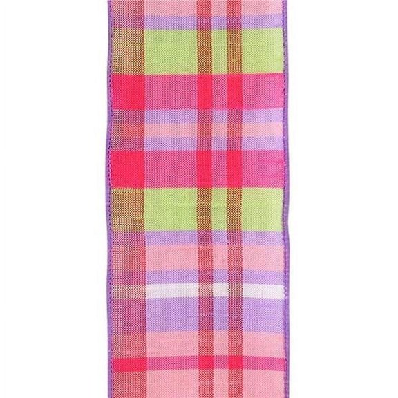 Pinks, Purple & Green Plaid Wired Ribbon