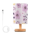 thumbnail image 1 of Pinksh Purple Yellow Flowers Table Lamp with USB Port LED Warm Light Lamp Night Light Home Decor, 1 of 7
