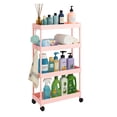 thumbnail image 1 of Pinksheep Slim Rolling Storage Cart, 4Tier Bathroom Organizer Utility Carts Shelving Unit with Wheels for Kitchen, Pink, 1 of 9