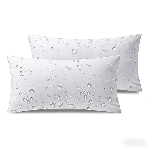Pinktail Waterproof Outdoor Pillow Inserts, 12 x 20 in, 2 Pack Rectangular All-Weather Cushion Inserts for Patio Furniture, Sofa, Chair