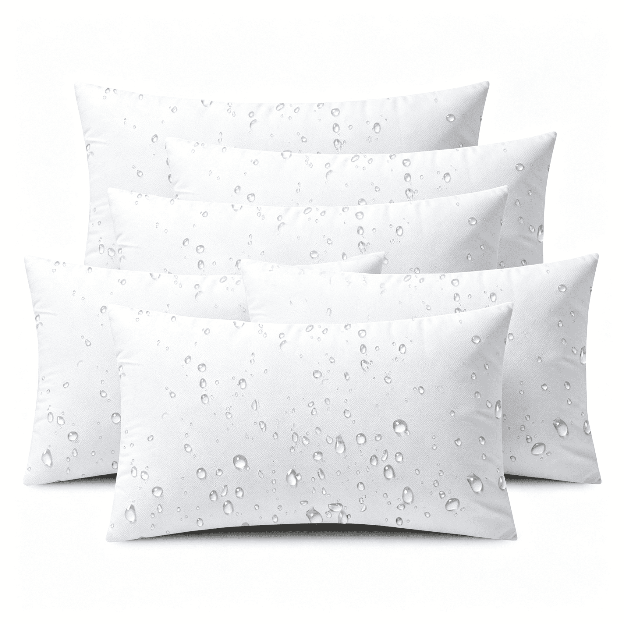 Pinktail Waterproof Outdoor Pillow Inserts, 12 x 20 in, 6 Pack Rectangular All-Weather Cushion Inserts for Patio Furniture, Sofa, Chair
