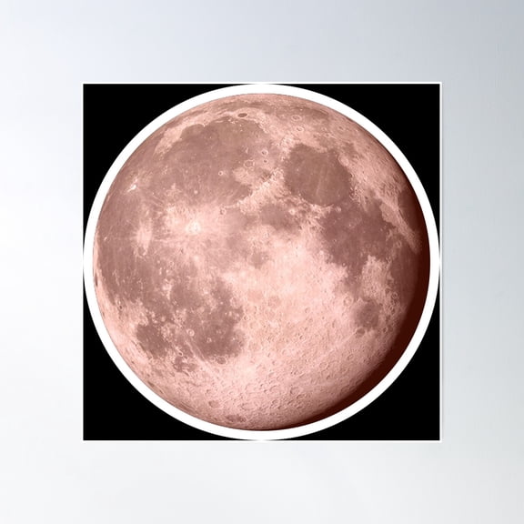 Pinky Cute Moon Sticker Poster Wall Art, Modern Wall Decor, 24x24 UNFRAMED