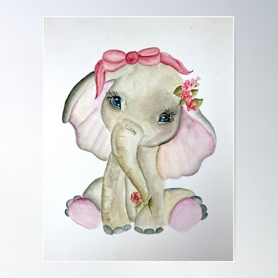 Pinky Elephant Poster Wall Art, Modern Wall Decor For Living Room Bedroom, 24x36 UNFRAMED