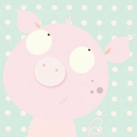 Pinky Piggy Canvas Art - Nicola Evans (24 x 24)