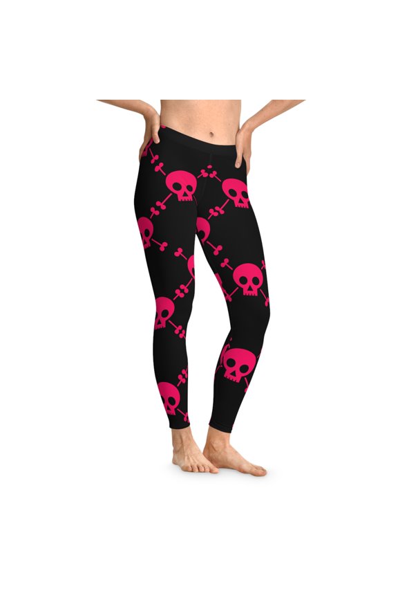 Pinky Skull Stretchy Leggings (AOP)