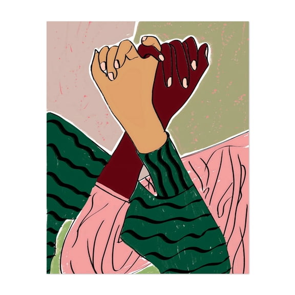 Pinky Swear - Painting Modern Art Illustration Abstract Pop Art Minimalist Geometric Line Art Unframed Wall Art Print 20 x 24 inches