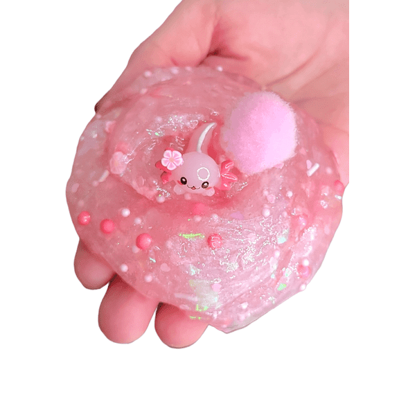 Pinky The Baby Axolotl Handmade Clear Slime