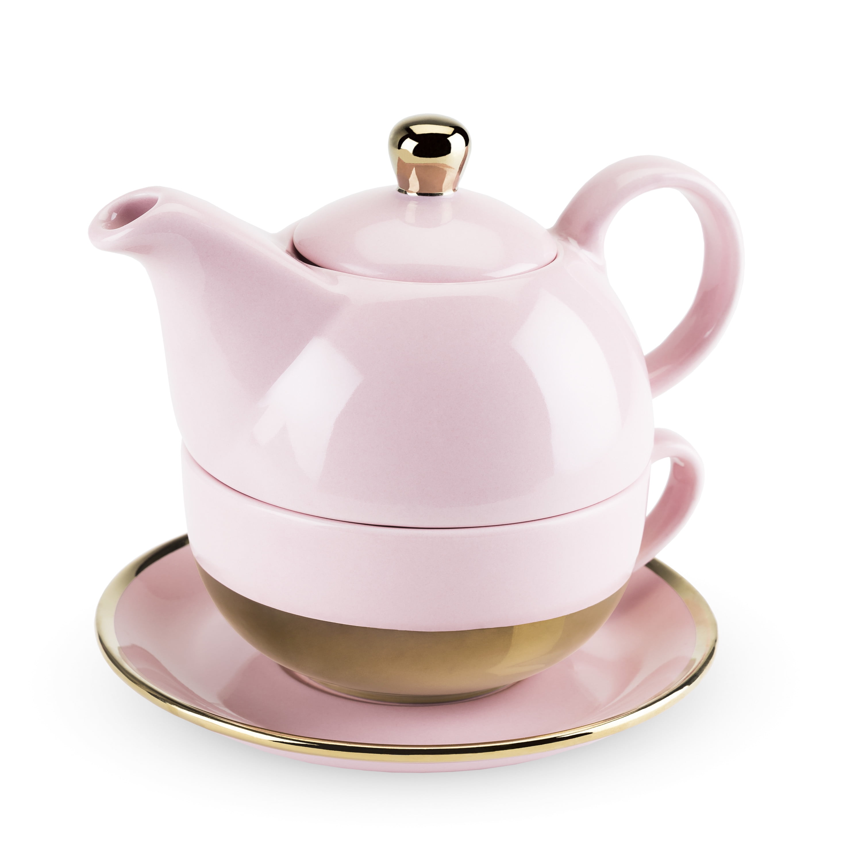Pinky Up Addison Pink and Gold Tea-For-One Sets - Walmart.com