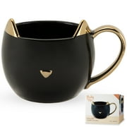 Pinky Up Chloe Cat Ceramic Coffee Mug, for Tea, Milk, or Matcha, 12oz Black