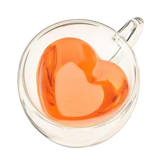 Pinky Up Kendall Heart Shaped Glass Tea Cup, Milk, Matcha, Coffee Mug, 8oz