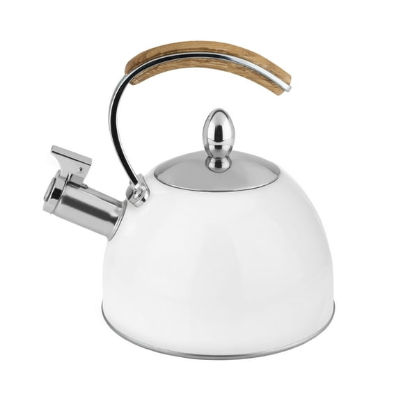 Pinky Up Presley Tea Kettle, Stovetop Whistling Kettle, 70 oz, White