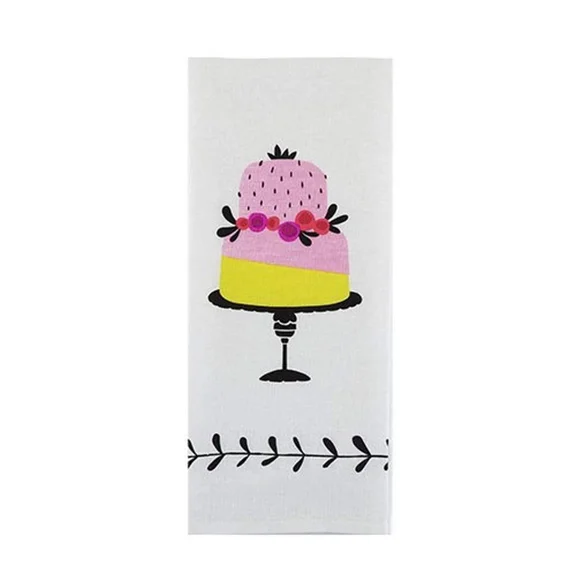 Pinky Up Tea Towel Birthday Cake Kitchen Home Decor Cotton Flour Sack Fun Gift