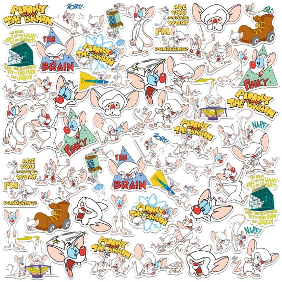 Pinky and The Brain Collection 50ct Vinyl Large Deluxe Stickers Variety Pack Iconic Cartoon Designs
