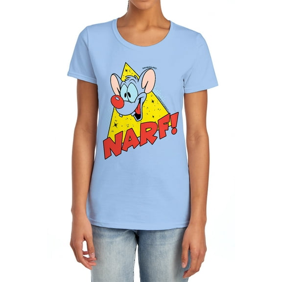 Pinky and The Brain Narf Women's T Shirt, Light Blue, Small